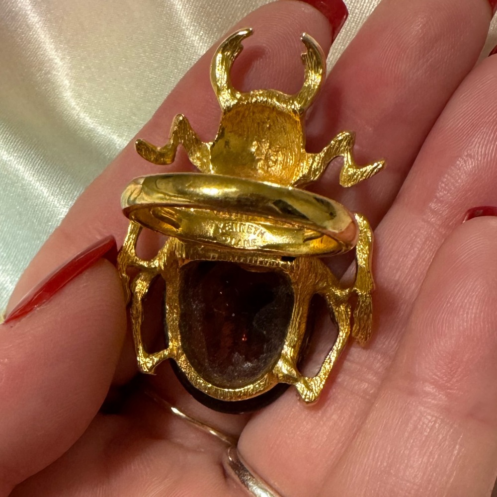 Kenneth Jay Lane Gold Beetle Statement Ring - Picture 2 of 3